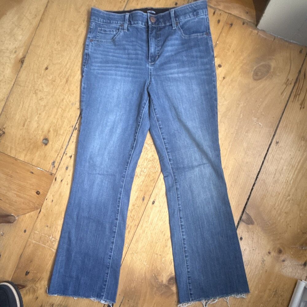 1822 Denim Women's Blue Denim Bootcut Jeans Medium Wash Raw Hem 5-Pocket 10P